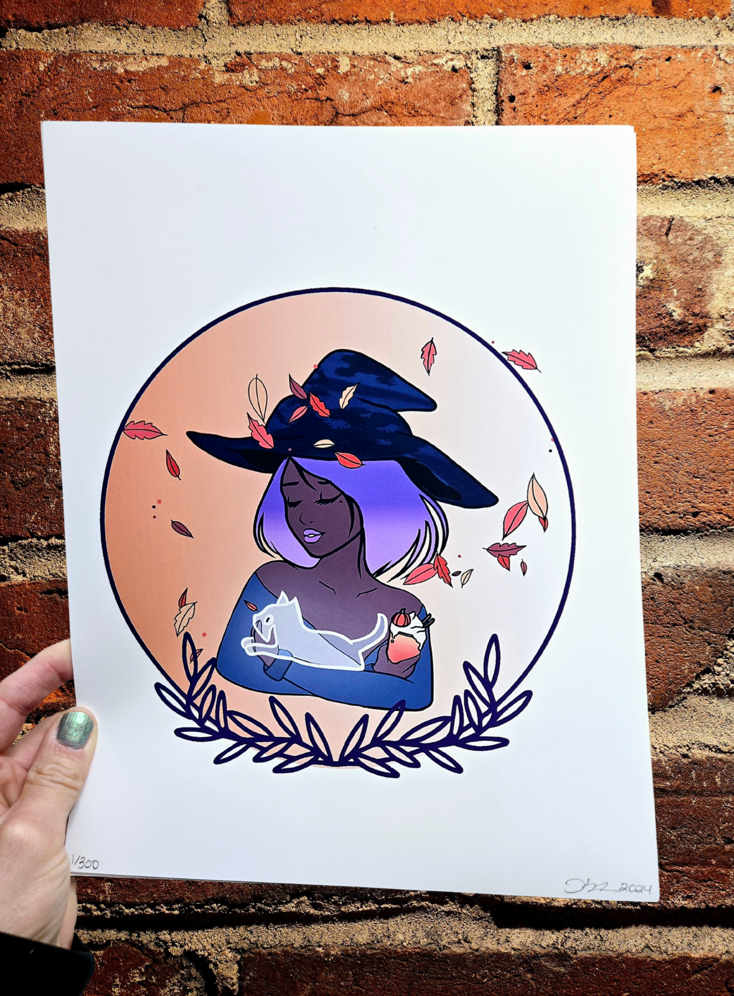 Witch & Ghost Cat Print