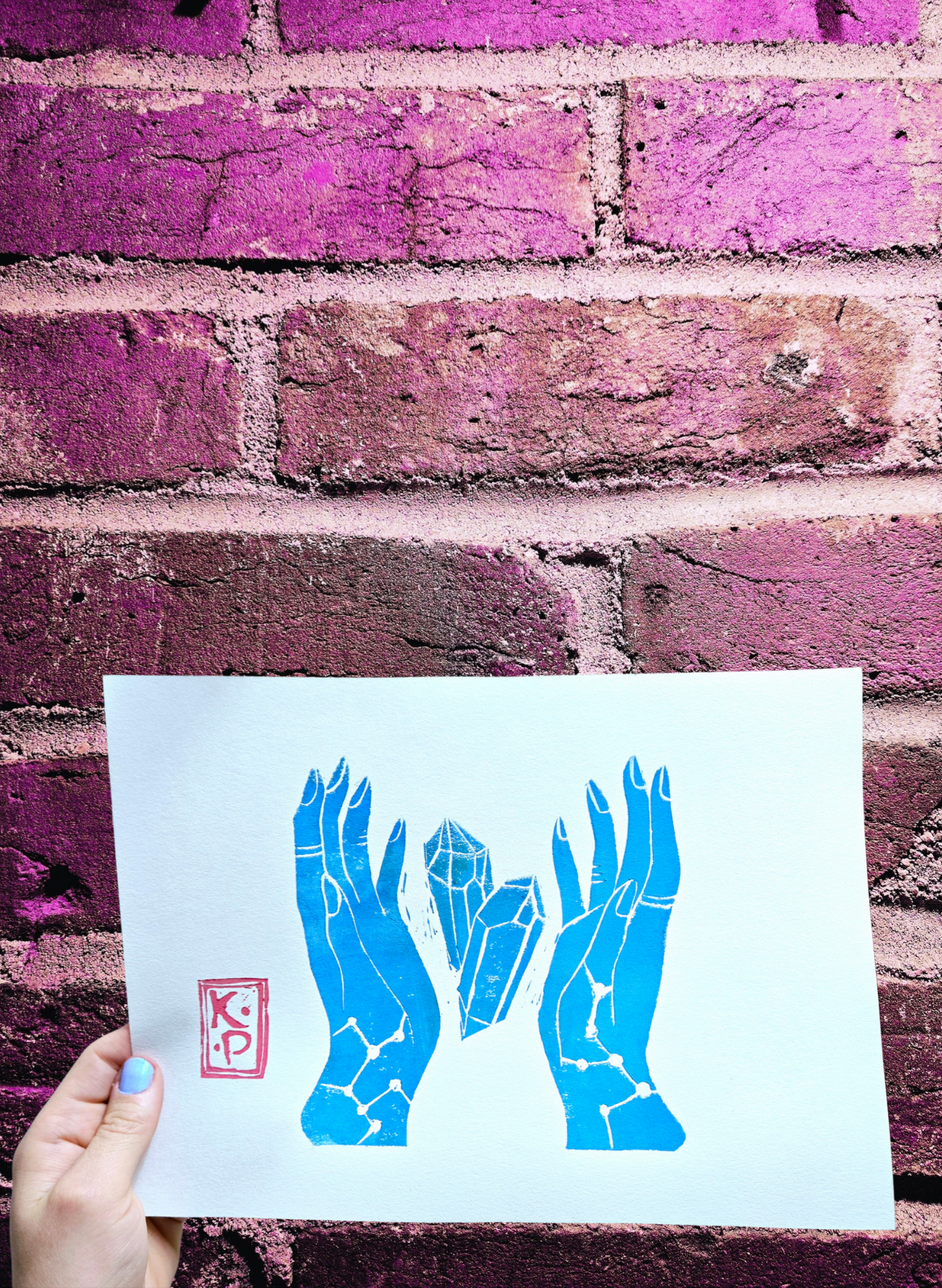 Linocut Witchy Hands Print