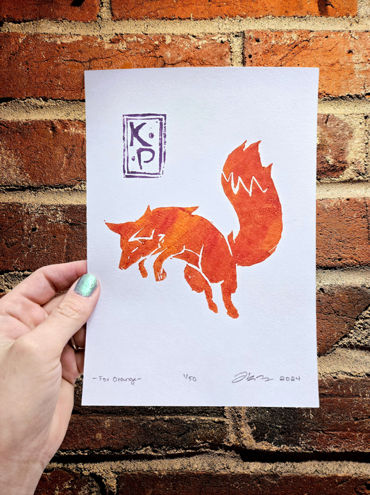 Linocut Fox Print