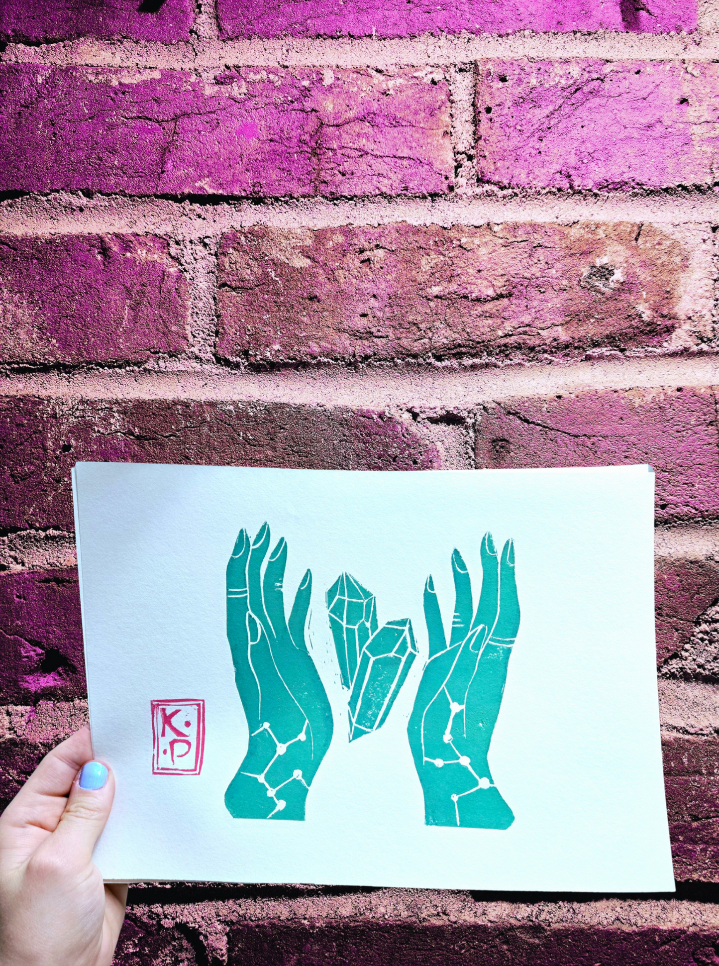 Linocut Witchy Hands Print