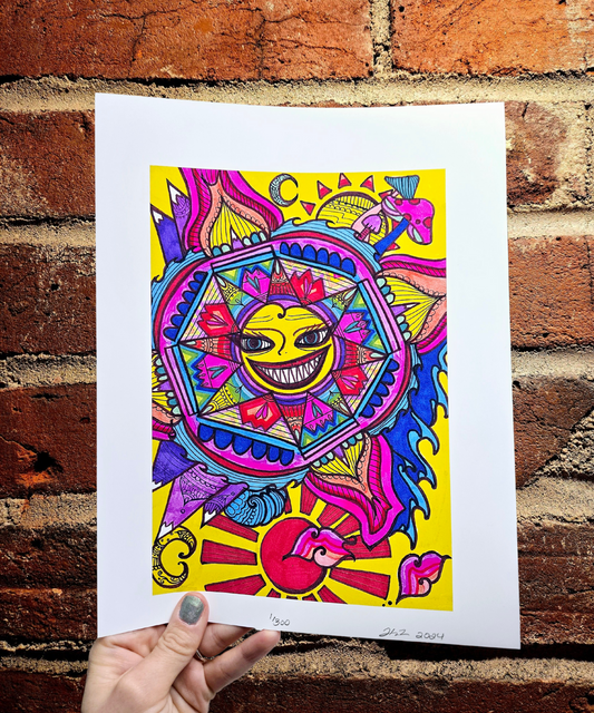 Psychedelic Sun Eclectic Print